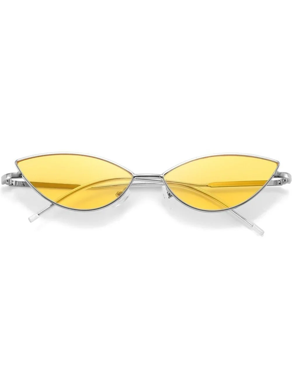 Women's Cat Eye Cute Sunglasses Triangle Vintage Trendy Cool Sun Glasses Yellow